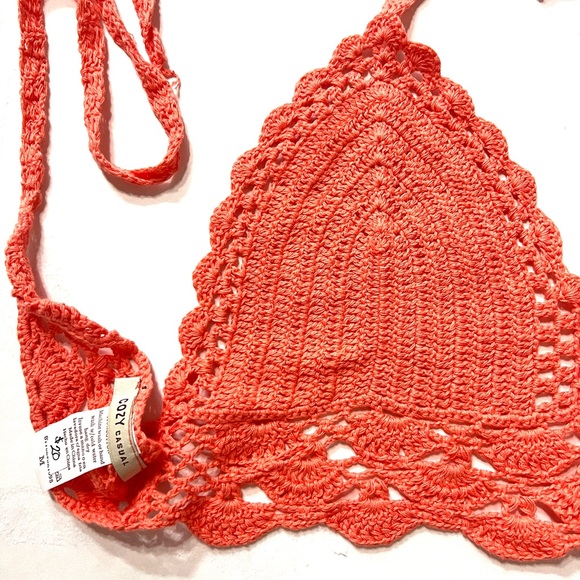Crochet peach halter top Sz M & L - Picture 2 of 11